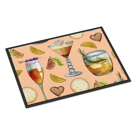 Carolines Treasures Drinks and Cocktails Peach Indoor or Outdoor Mat, 18 x 27 in. BB5200MAT